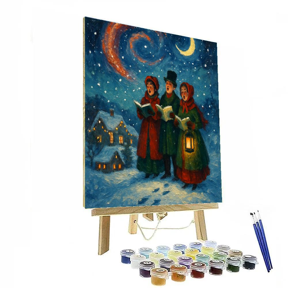 Moonlit Carolers On The Hill Painting by numbers kit