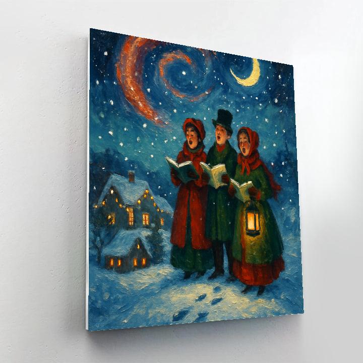 Moonlit Carolers On The Hill Painting by numbers kit