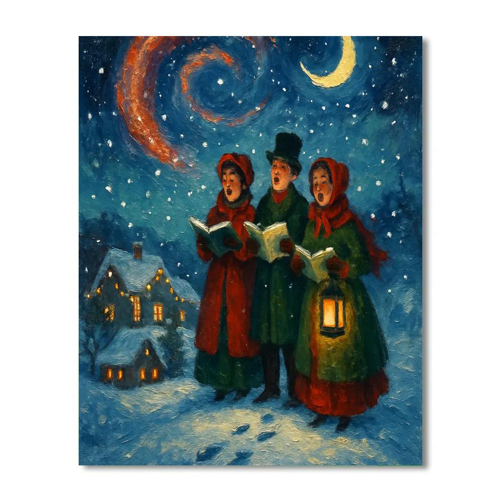 Moonlit Carolers On The Hill Painting by numbers kit