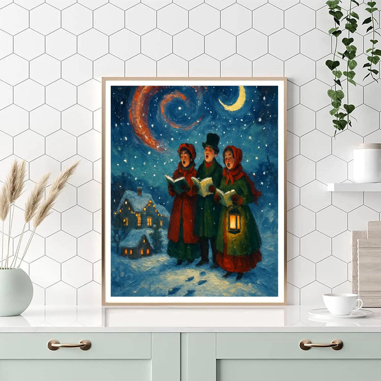 Moonlit Carolers On The Hill Painting by numbers kit