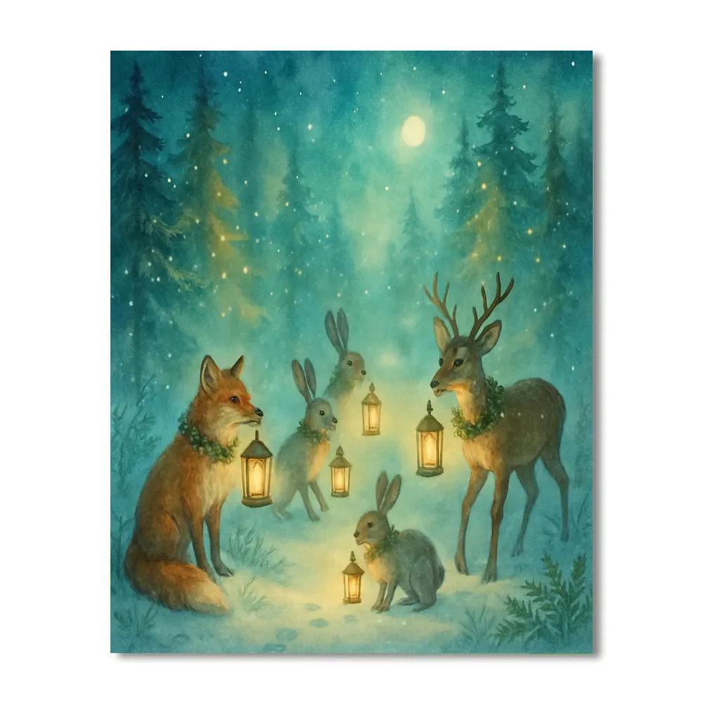 Forest Lantern Parade paint by numbers