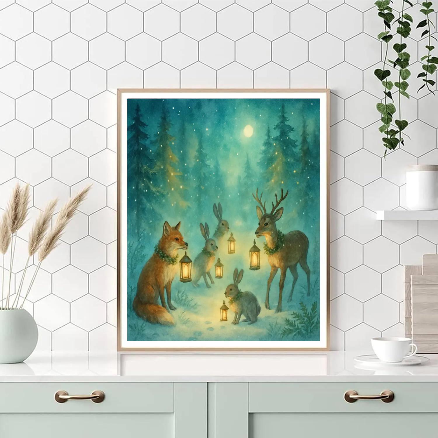 Forest Lantern Parade paint by numbers