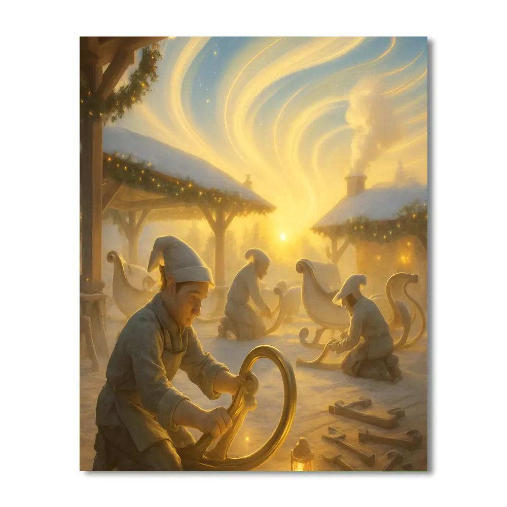 Sleigh Workshop At Dawn Numbered painting kits