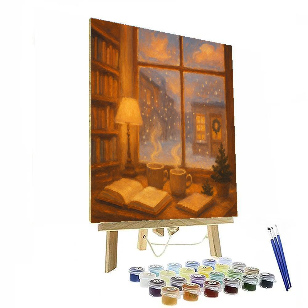Snowbound Bookshop Nook painting number kit