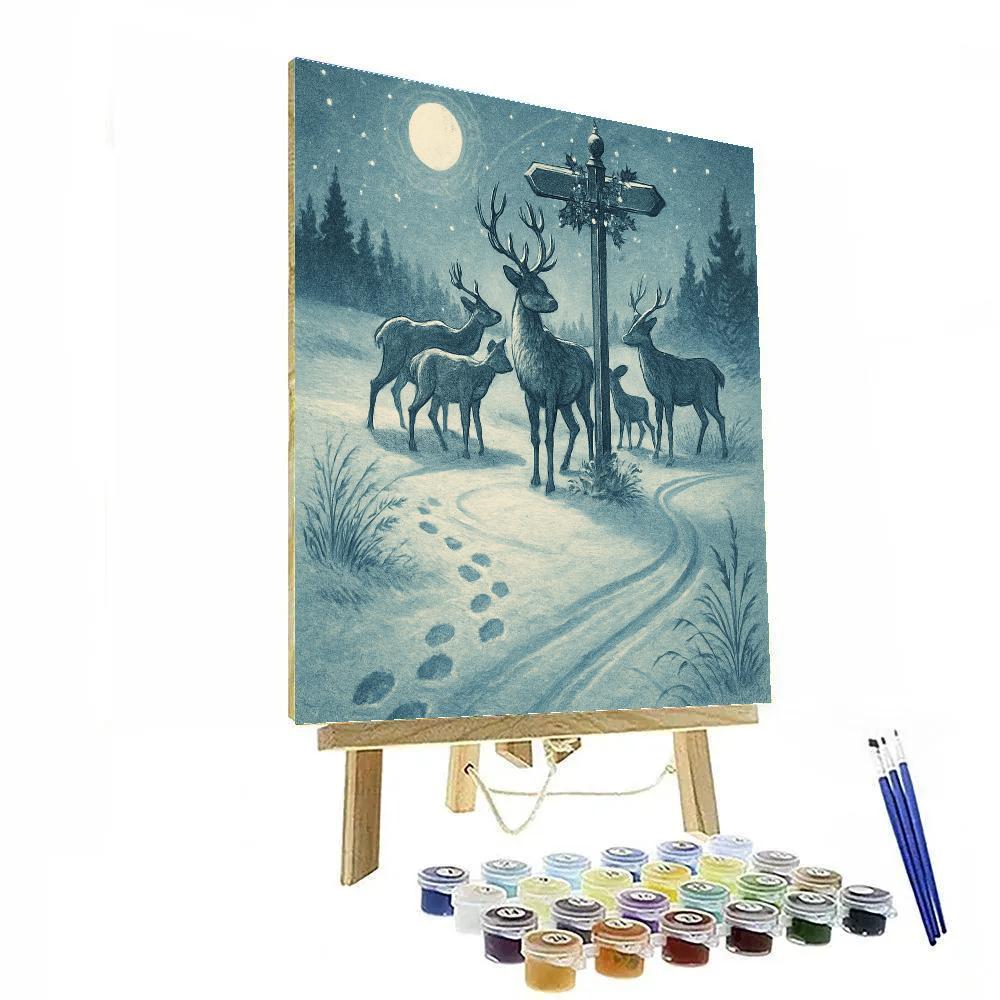 Reindeers At The Crossroads DIY paint by numbers