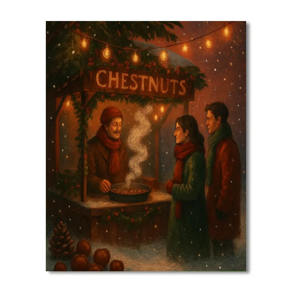 Chestnut Vendor Among Pines Paint by numbers art