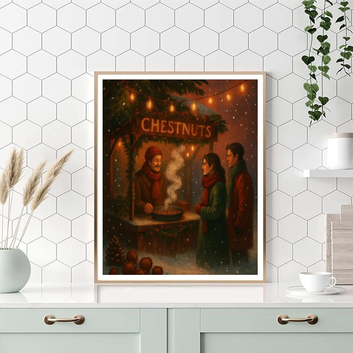 Chestnut Vendor Among Pines Paint by numbers art