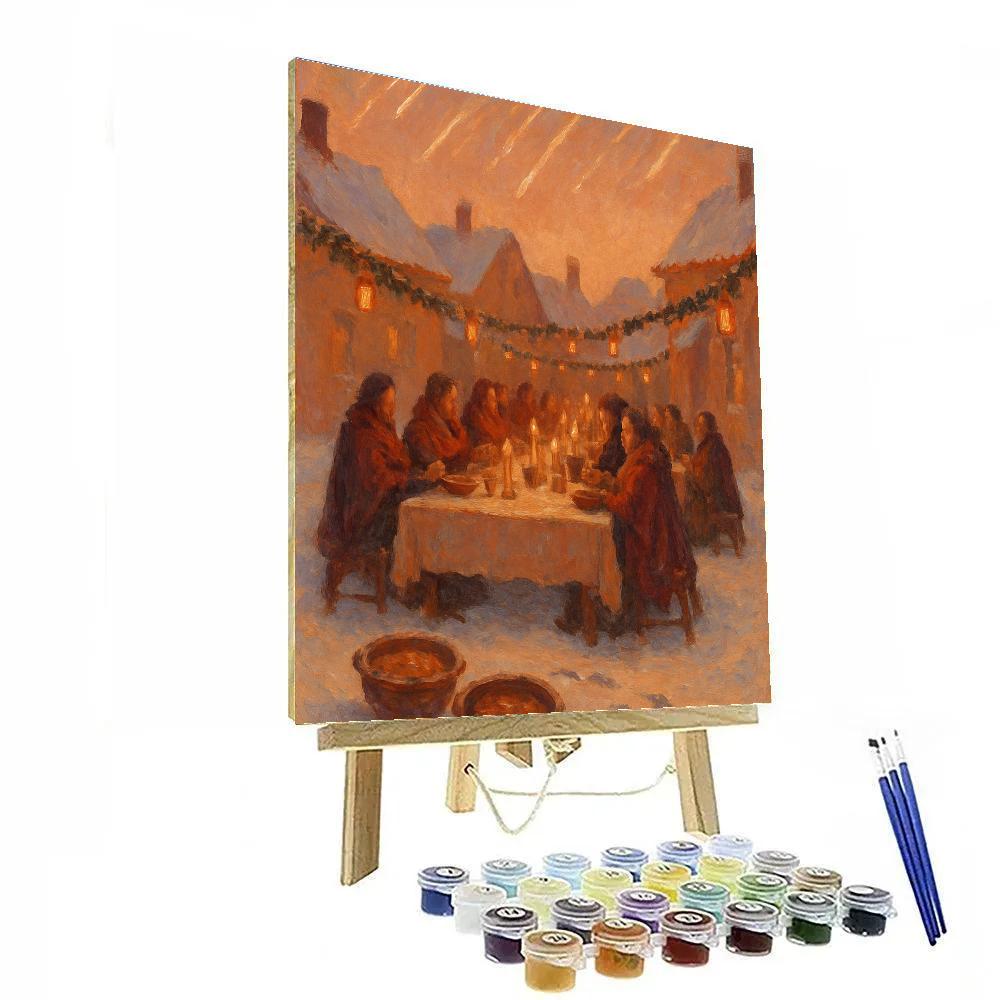 Lanterned Courtyard Feast Paint by numbers kits