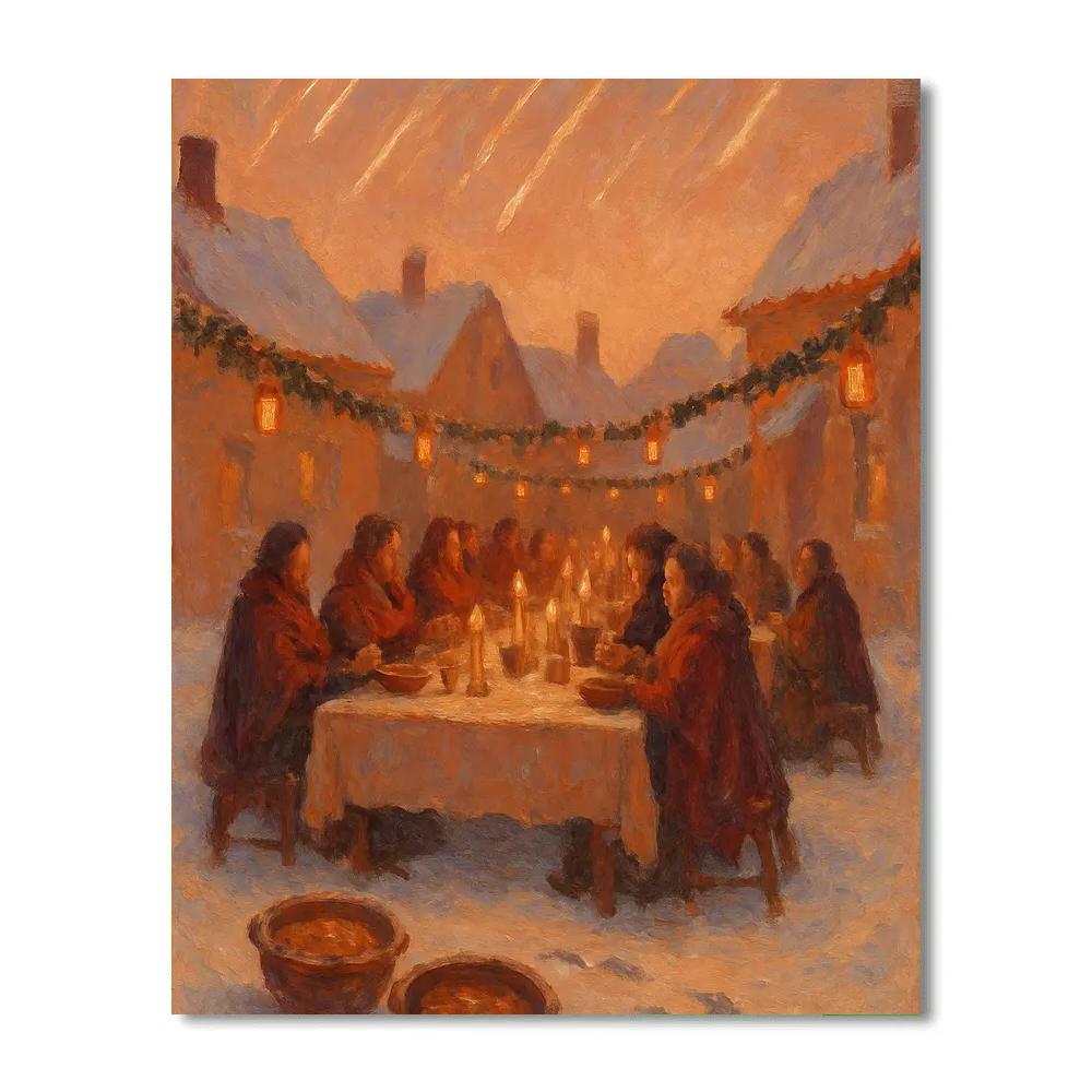 Lanterned Courtyard Feast Paint by numbers kits
