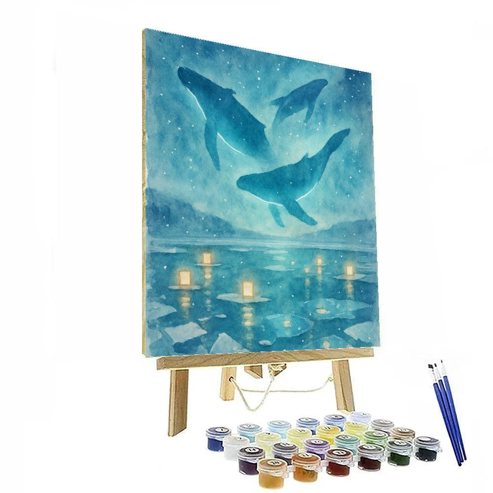 Whale Lights Over Frozen Bay paint by color