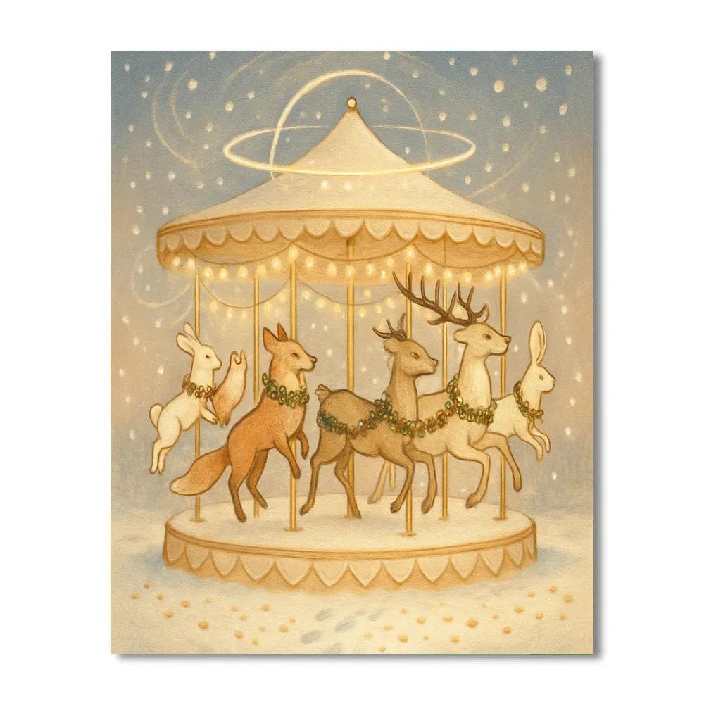 Frost Fair Carousel Animals painting number kit