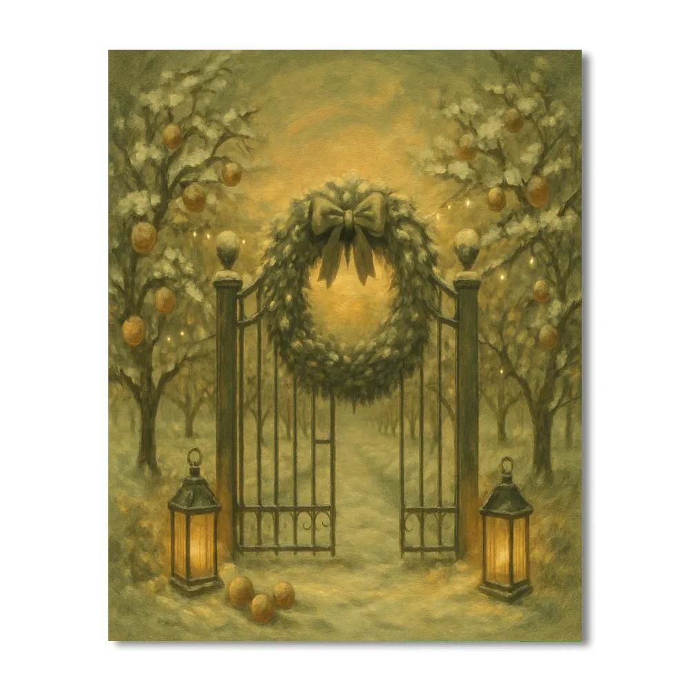 Wreath Gate To The Orchard DIY paint by numbers