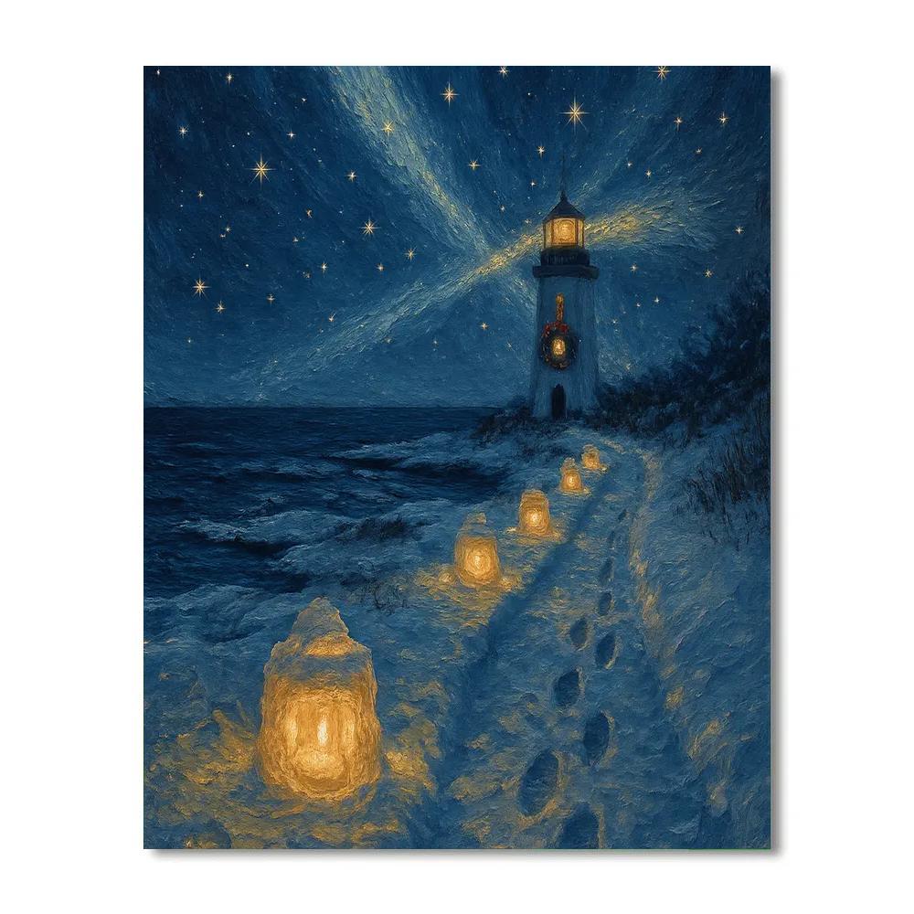 Snow Lantern Lighthouse Path Paint by numbers art