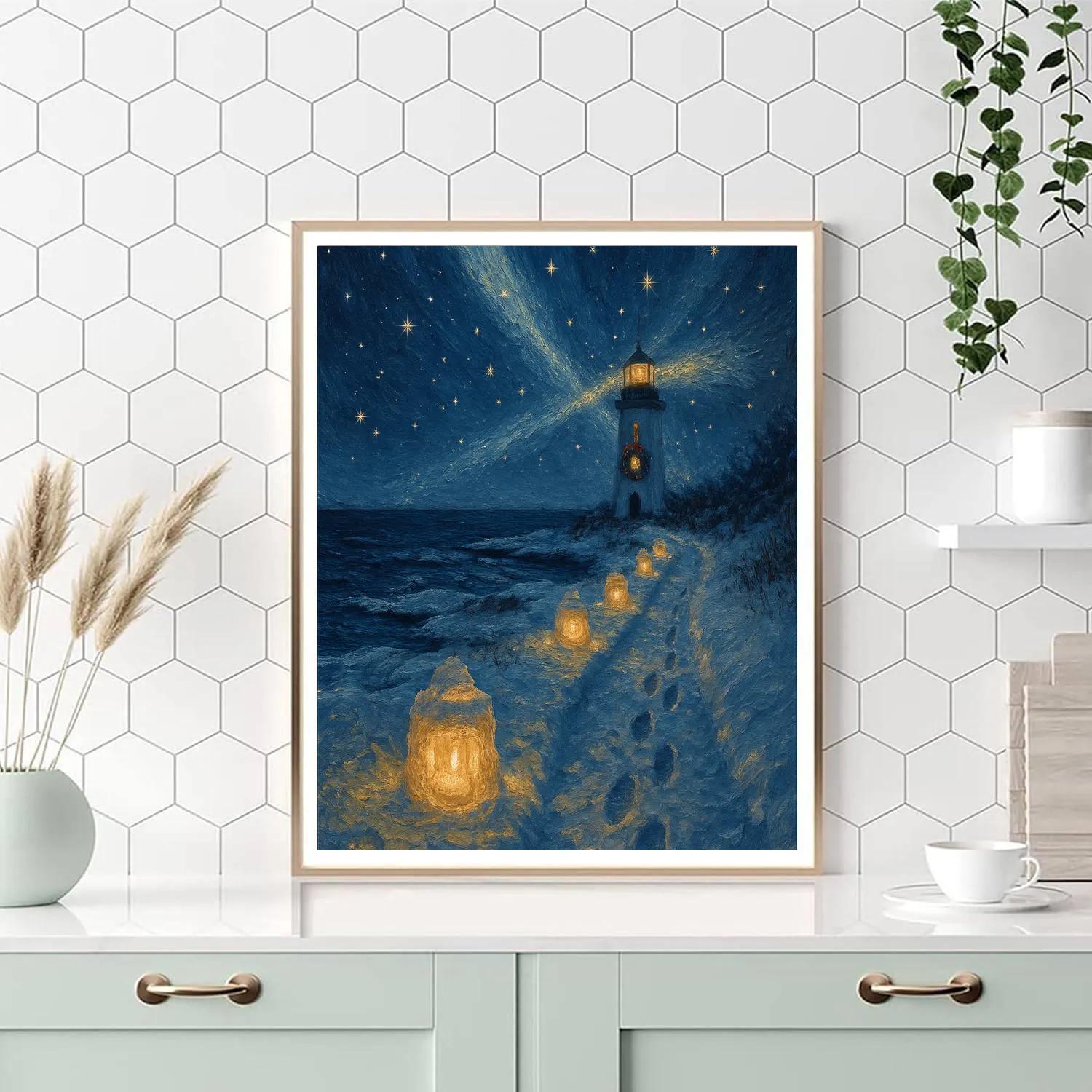 Snow Lantern Lighthouse Path Paint by numbers art