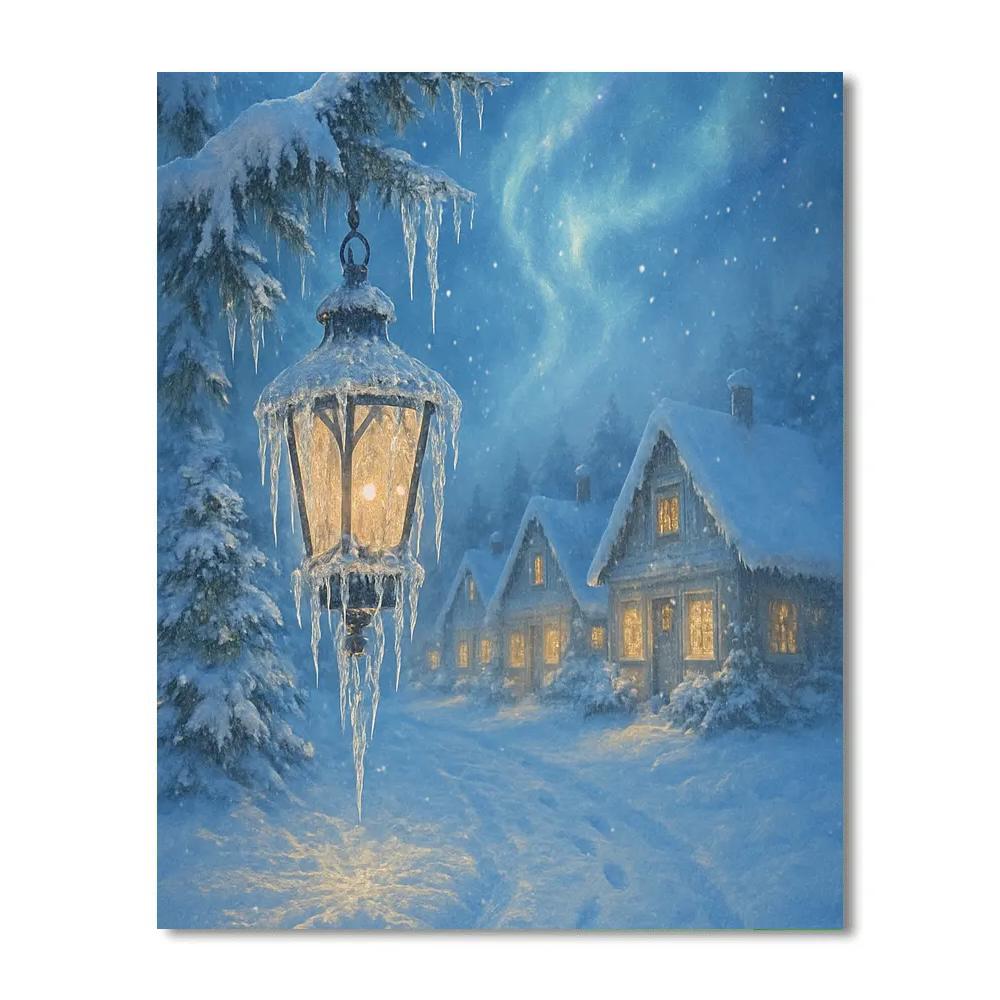 Icicle Lantern Village painting number kit