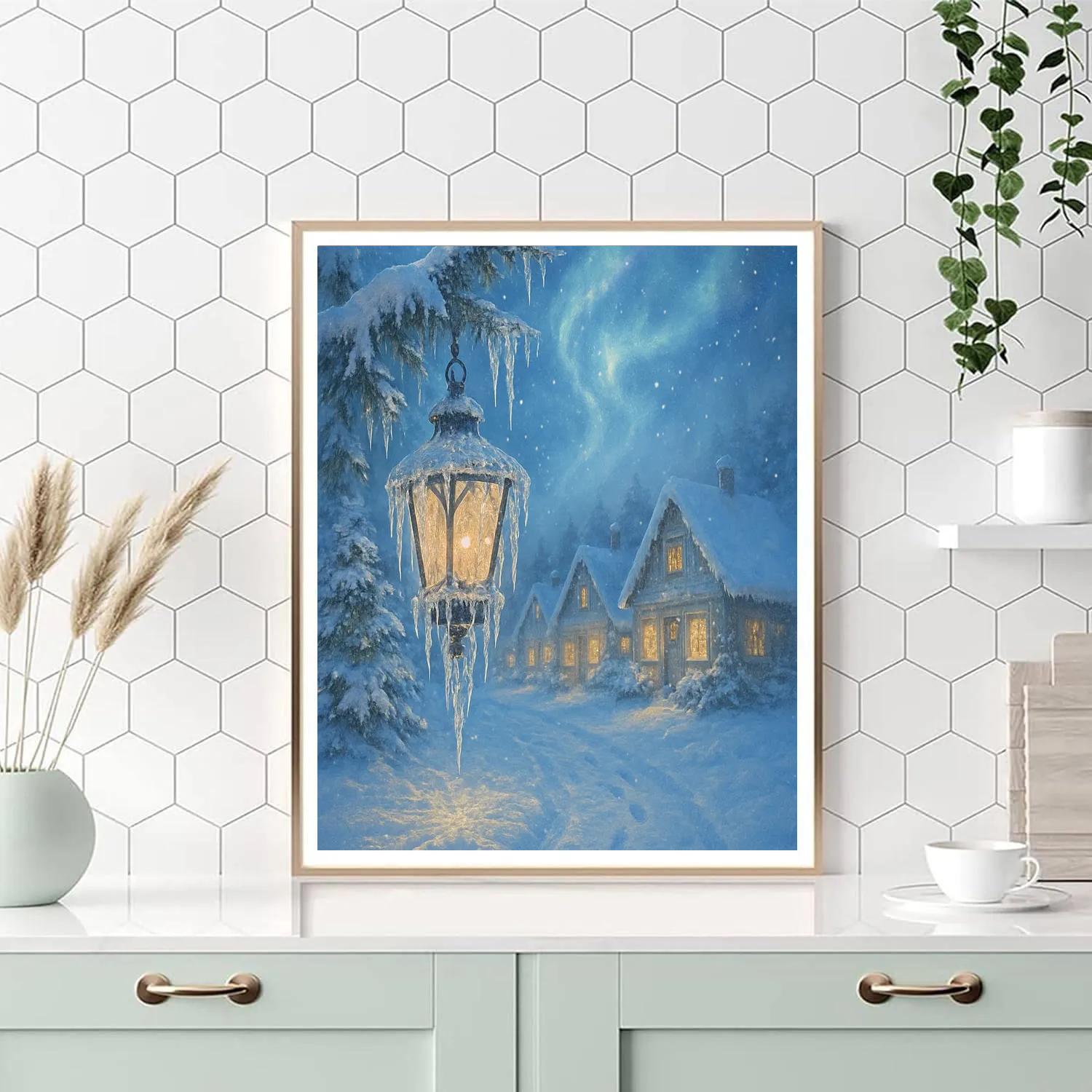 Icicle Lantern Village painting number kit