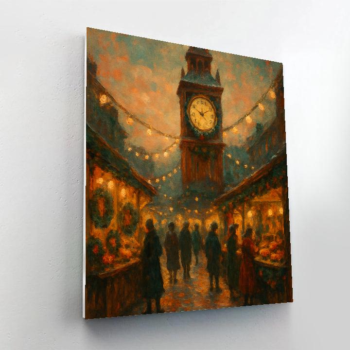 Holiday Clock Tower Market paint by number
