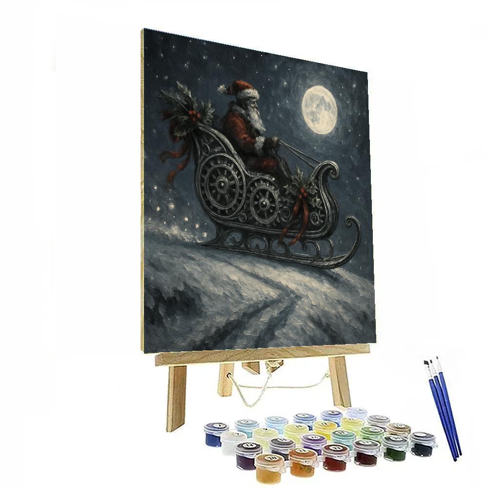 Frosted Clockwork Sleigh Paint by numbers art