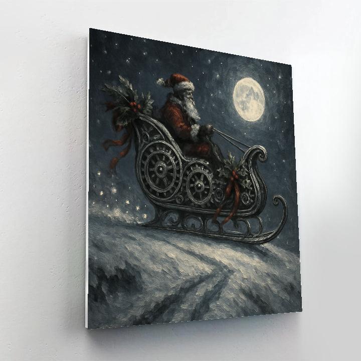Frosted Clockwork Sleigh Paint by numbers art