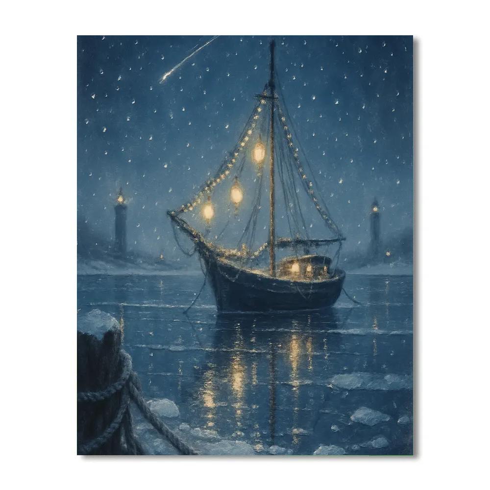 Midwinter Lantern Ship paint by numbers