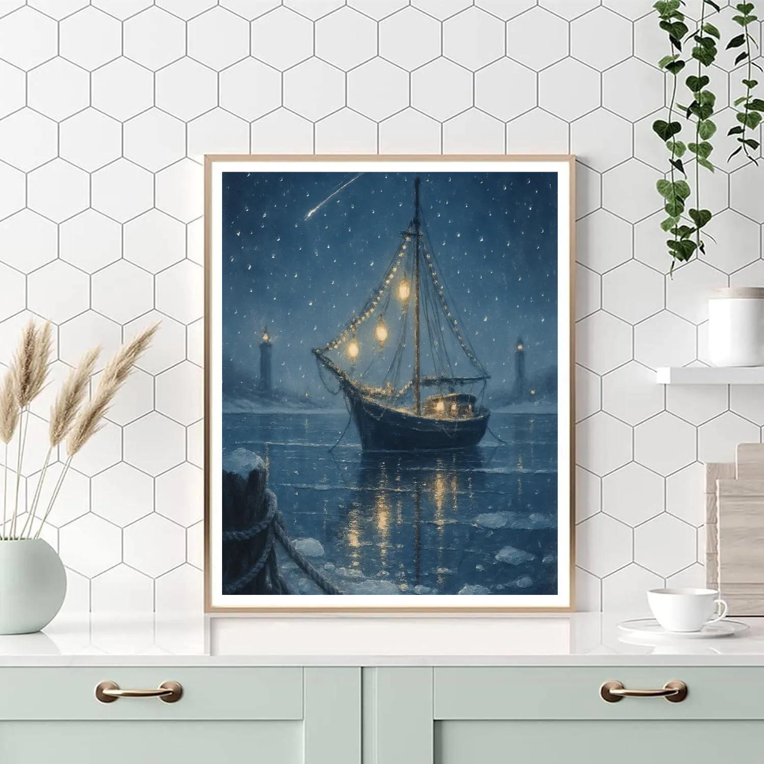 Midwinter Lantern Ship paint by numbers