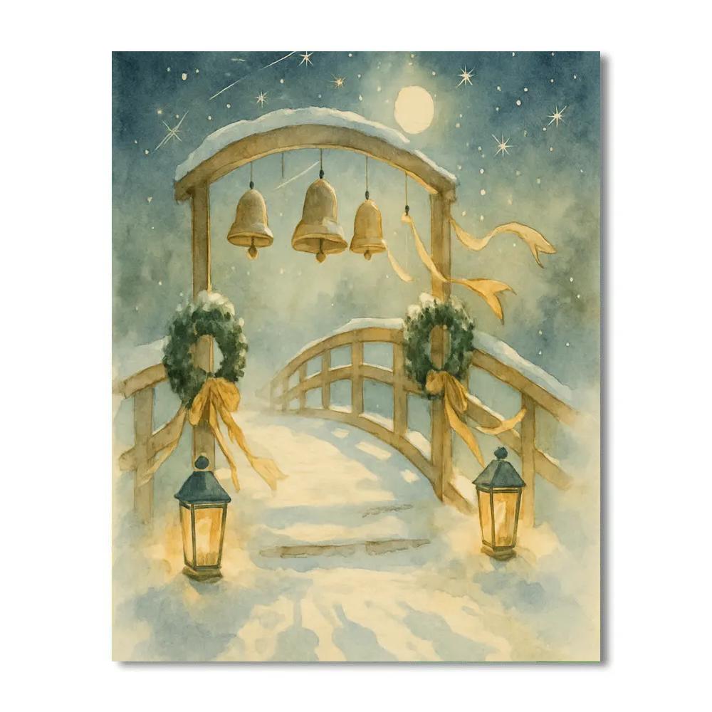 Snowy Bridge Of Bells painting number kit