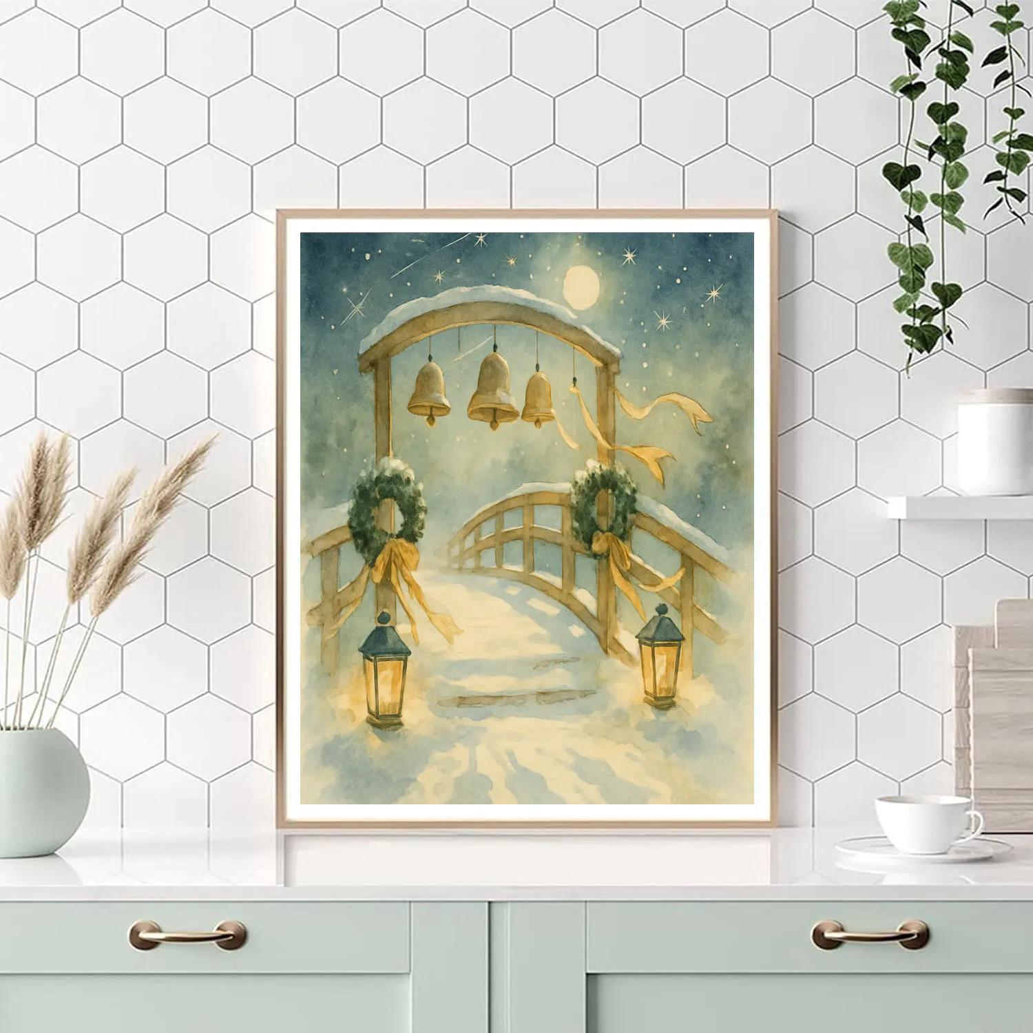 Snowy Bridge Of Bells painting number kit