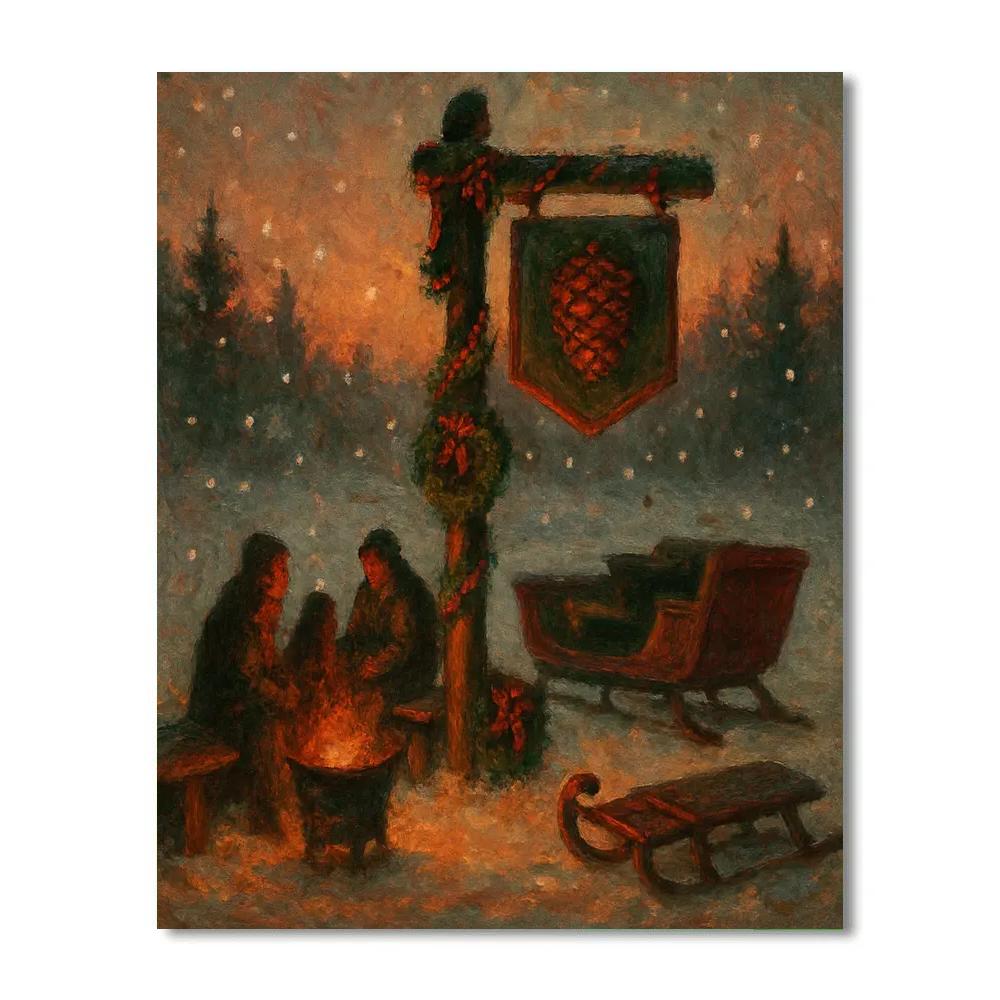 Pinecone Sleigh Stop Numbered painting kits