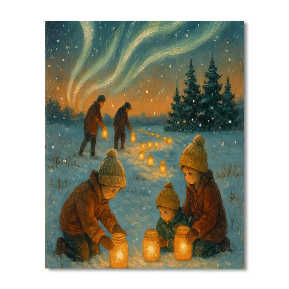 Noel Lantern Meadow Number painting