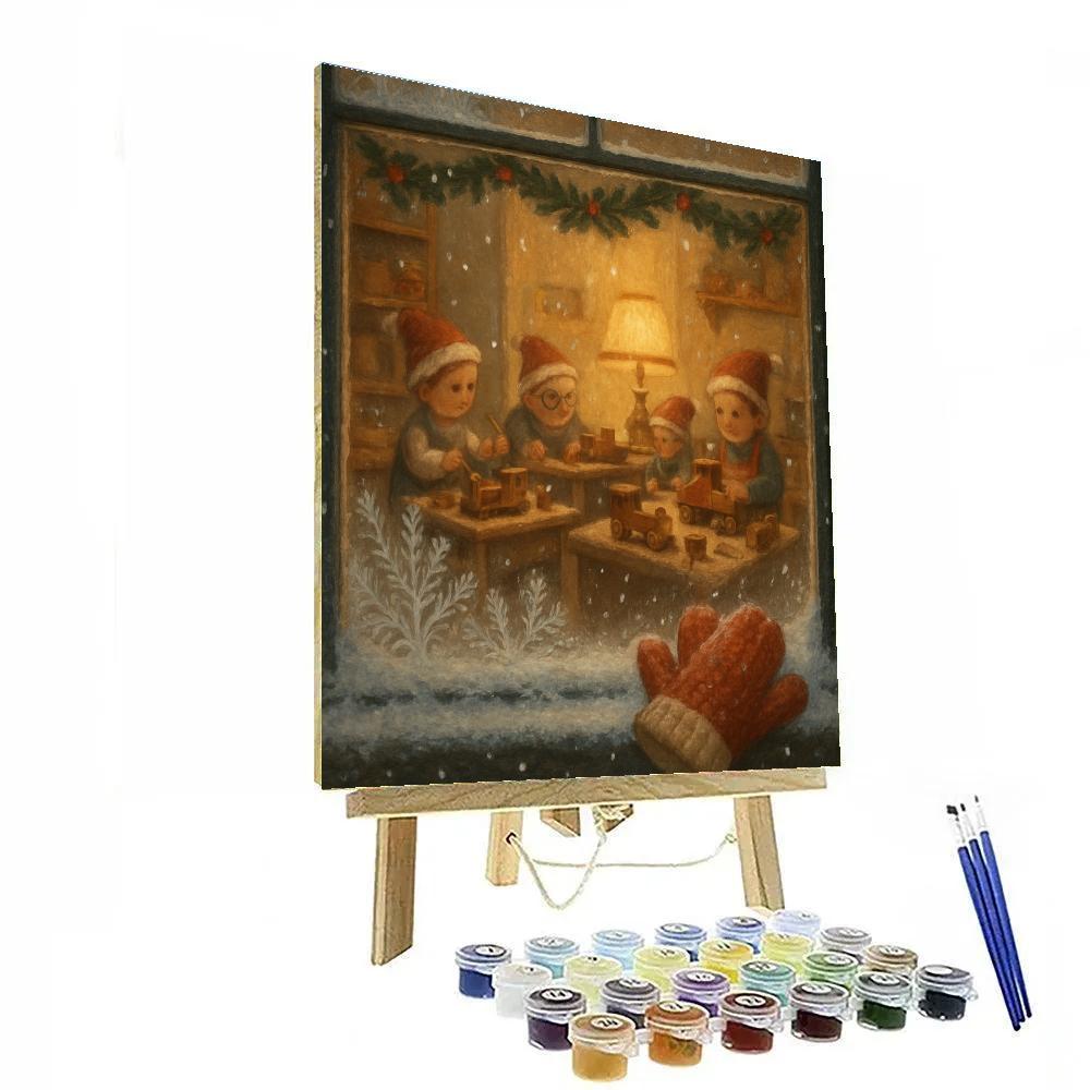 Frosted Toy Workshop Window DIY paint by numbers