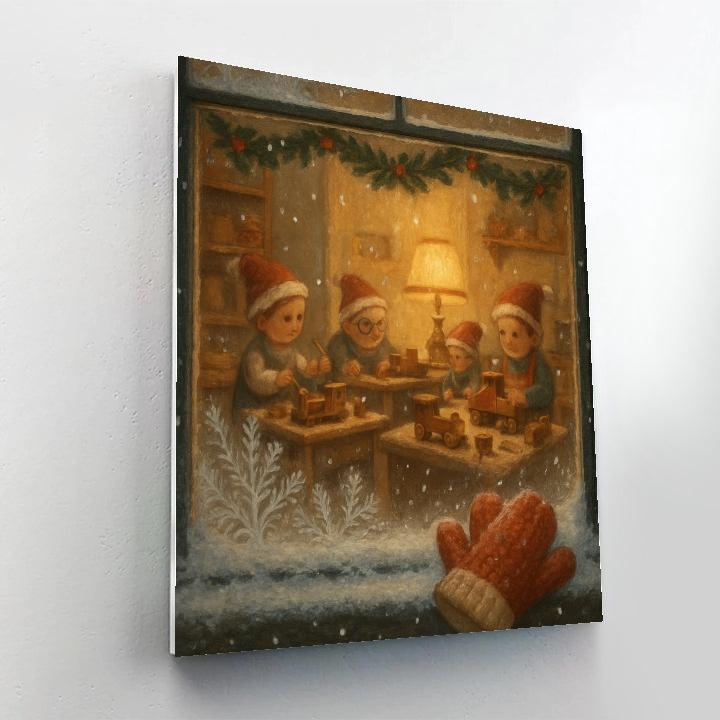 Frosted Toy Workshop Window DIY paint by numbers