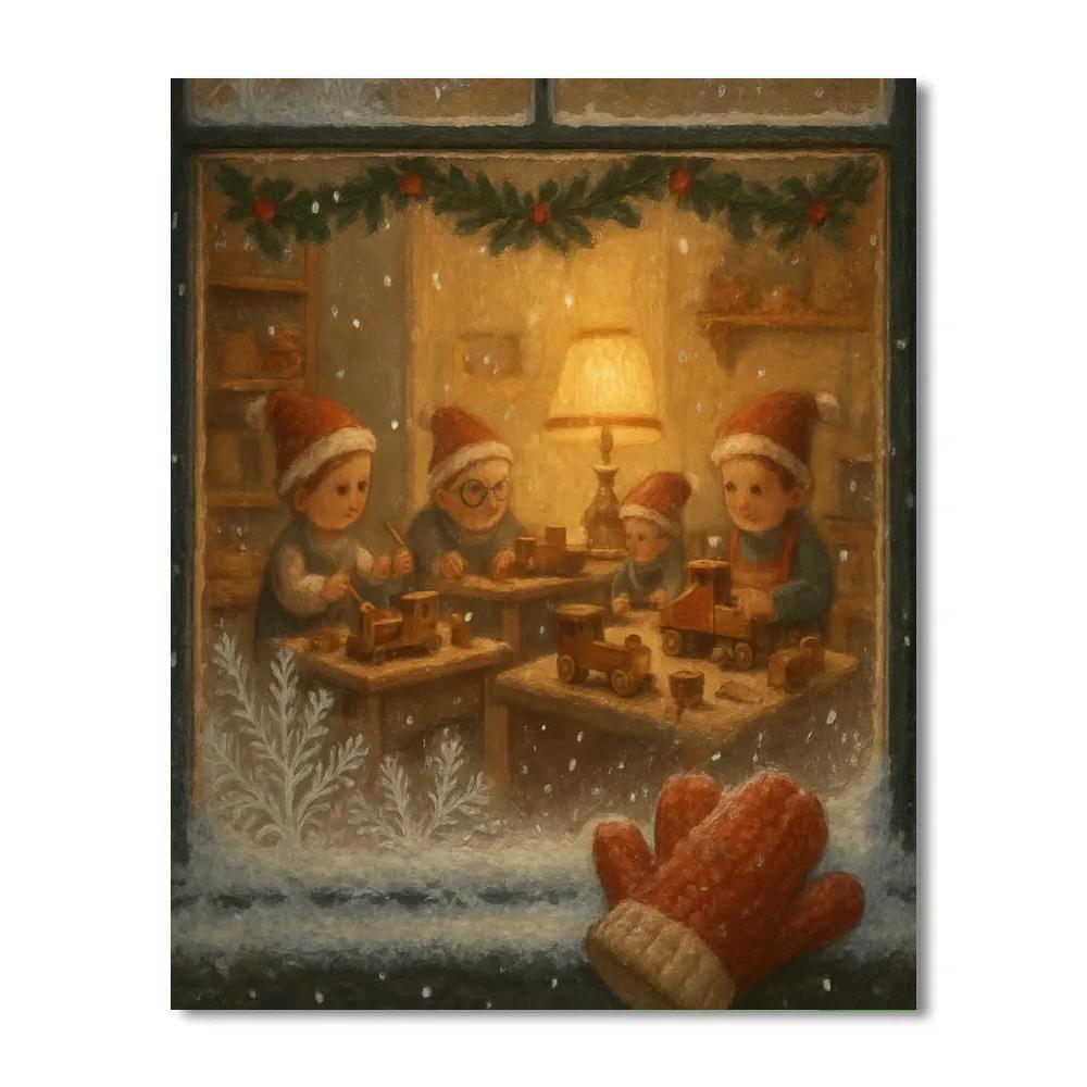 Frosted Toy Workshop Window DIY paint by numbers
