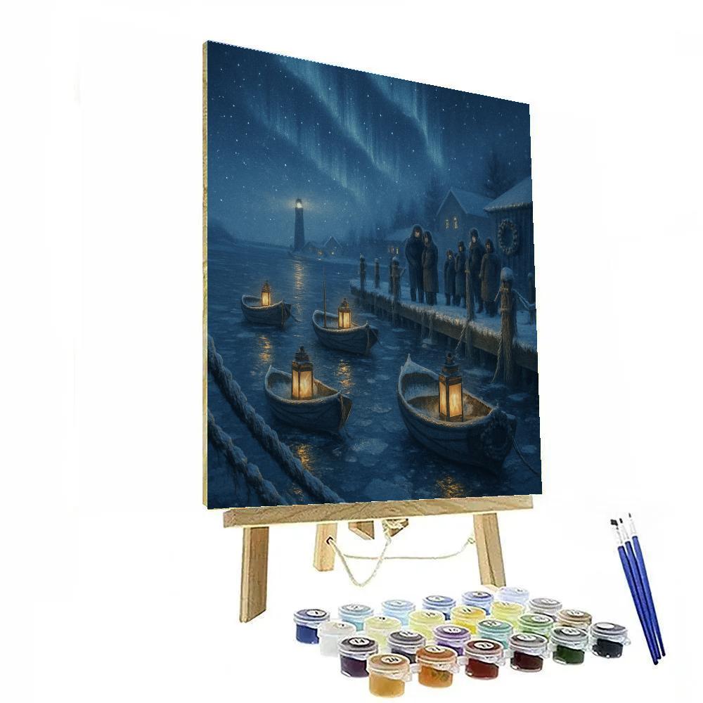 Snowlight Harbor Lanterns Painting by numbers kit