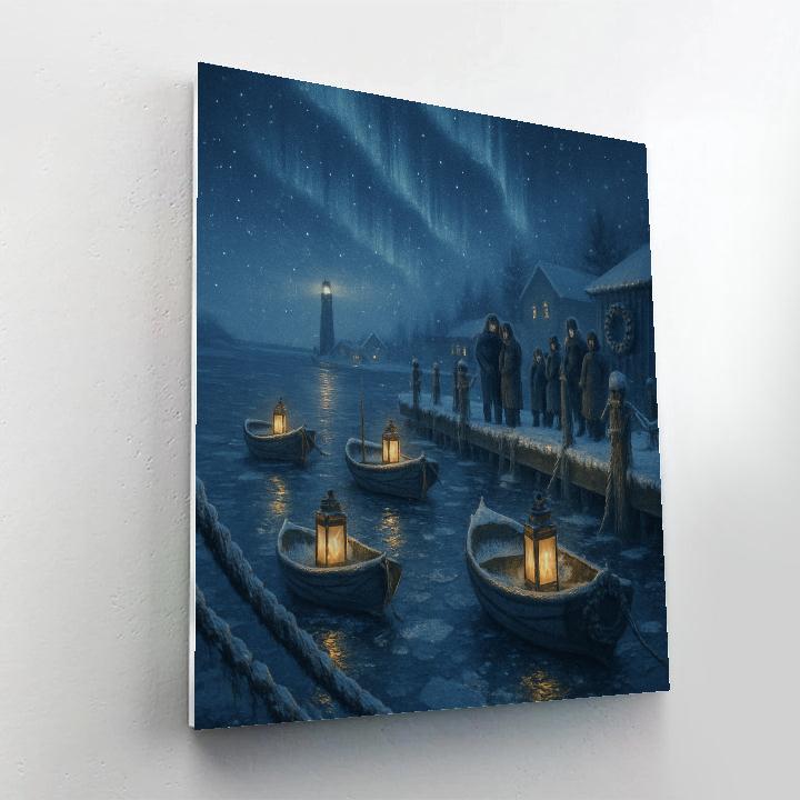 Snowlight Harbor Lanterns Painting by numbers kit