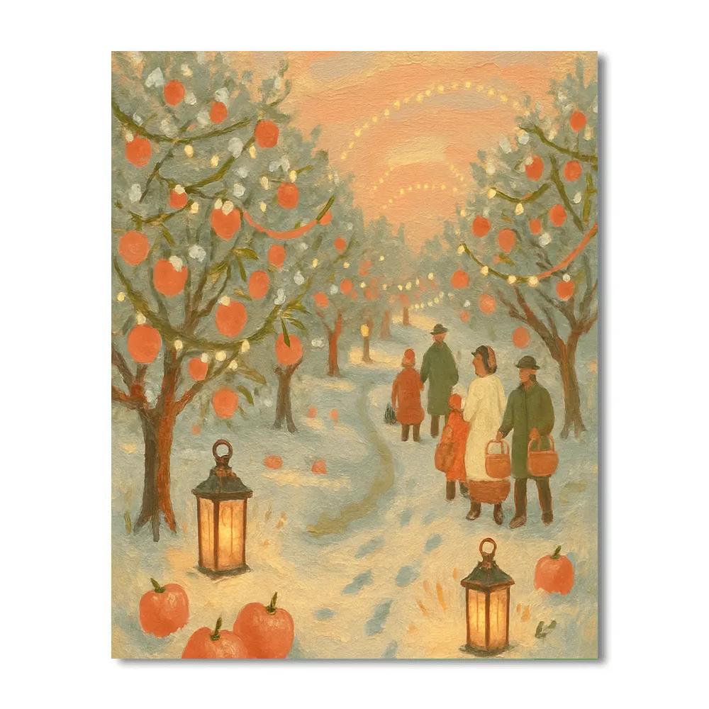 Snow Lantern Orchard Path Paint by numbers kits