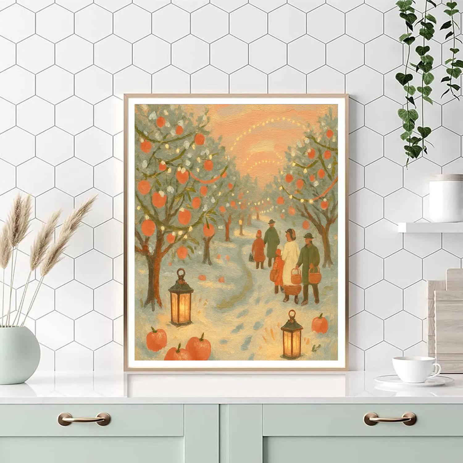 Snow Lantern Orchard Path Paint by numbers kits