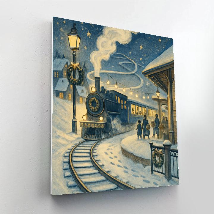 Snowbound Lantern Train paint by numbers