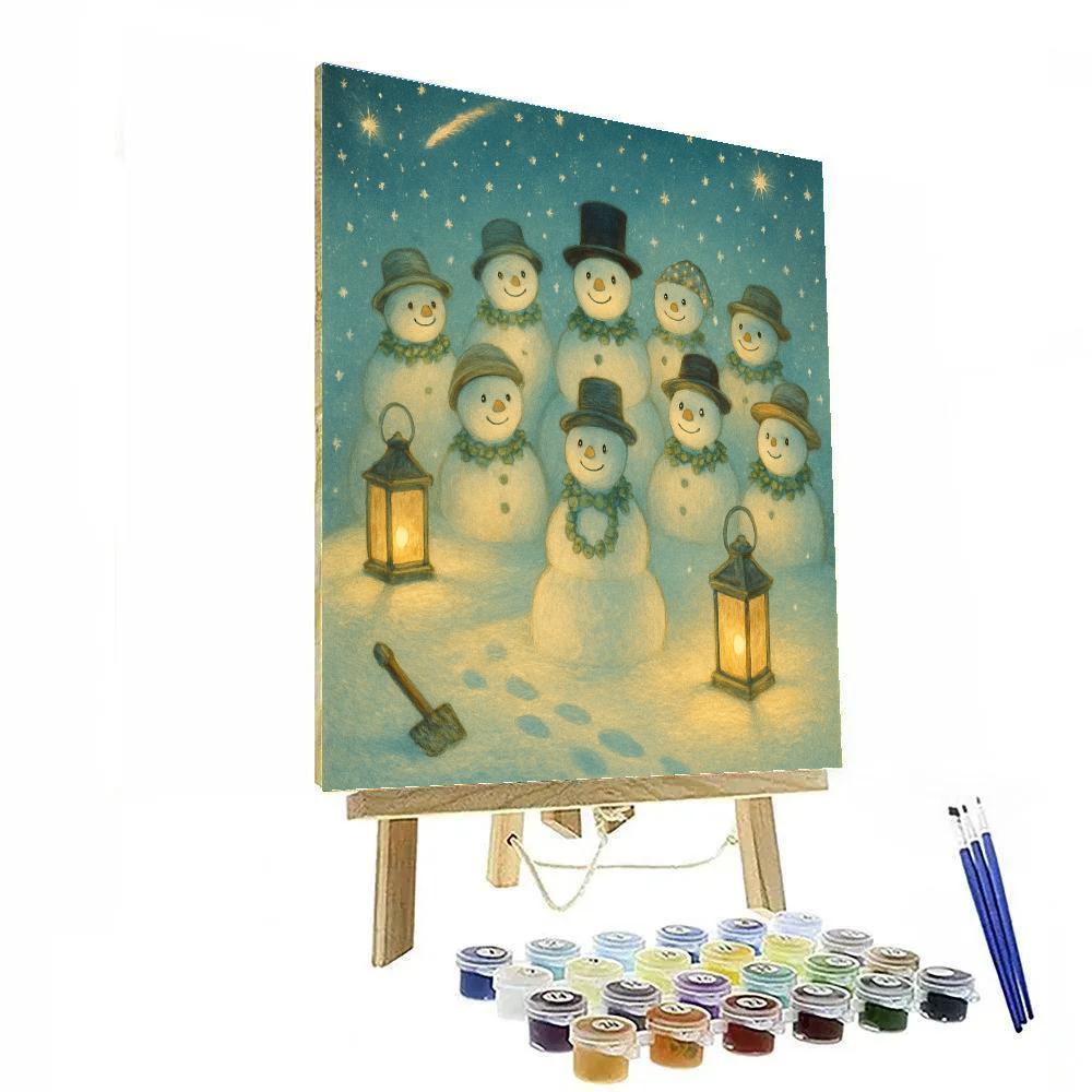 Lantern Hill Snowman Gathering paint by number