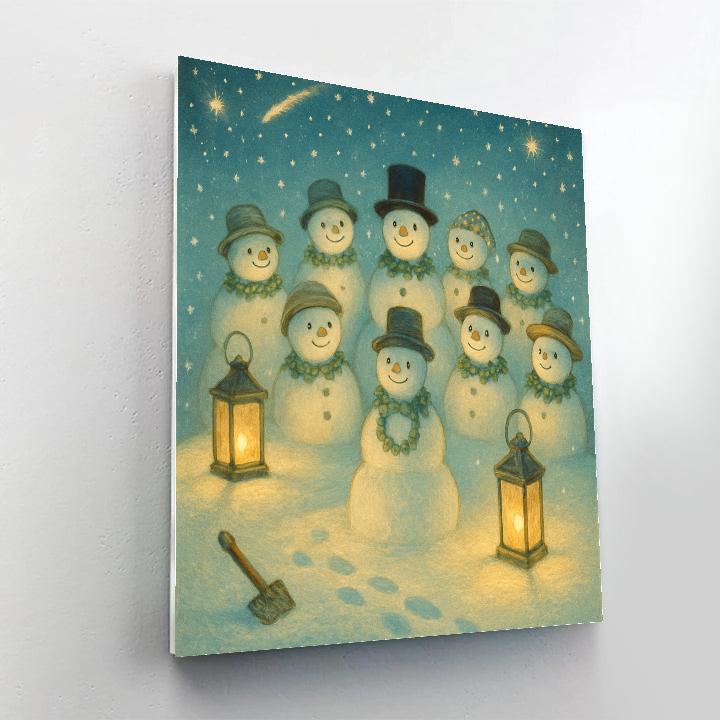 Lantern Hill Snowman Gathering paint by number