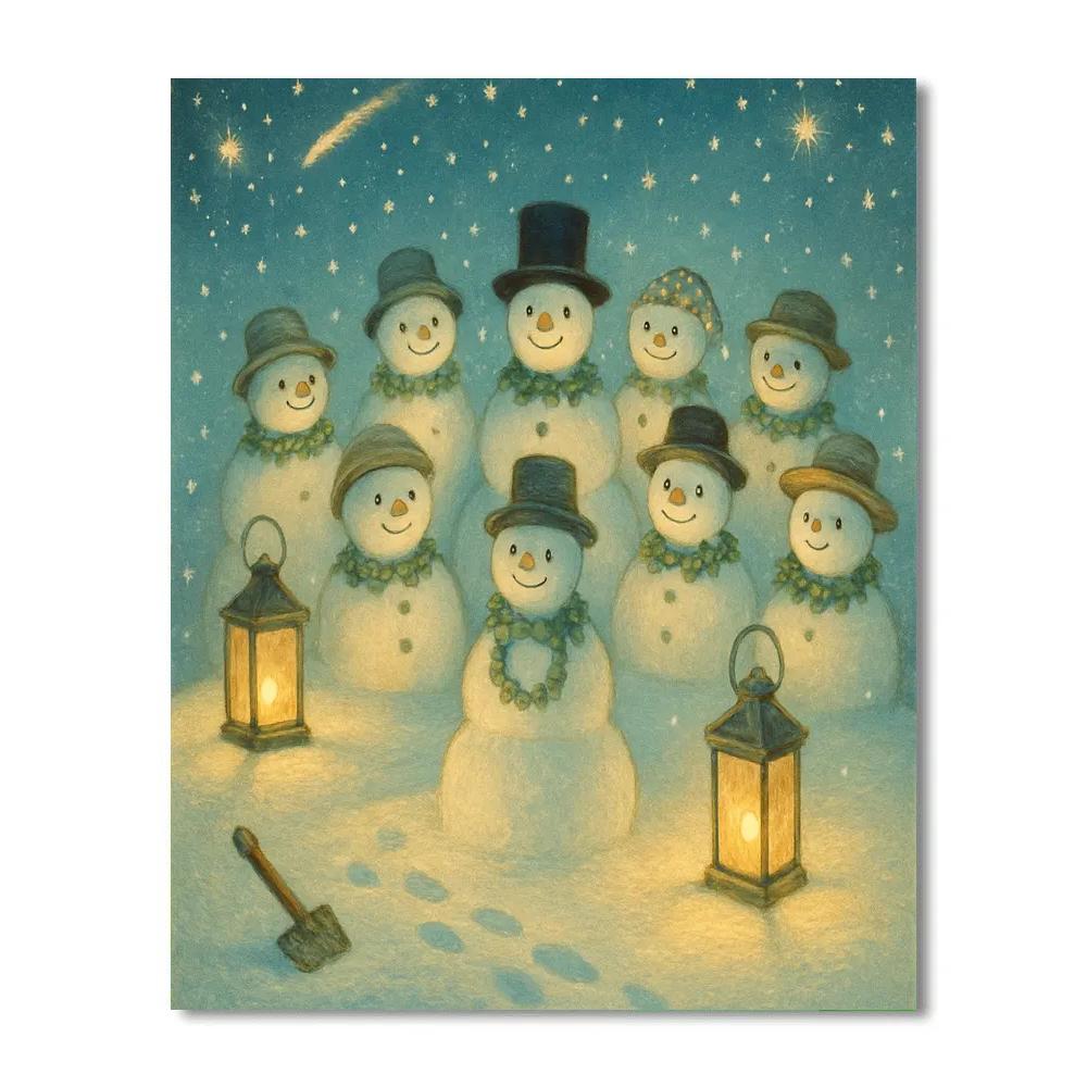 Lantern Hill Snowman Gathering paint by number