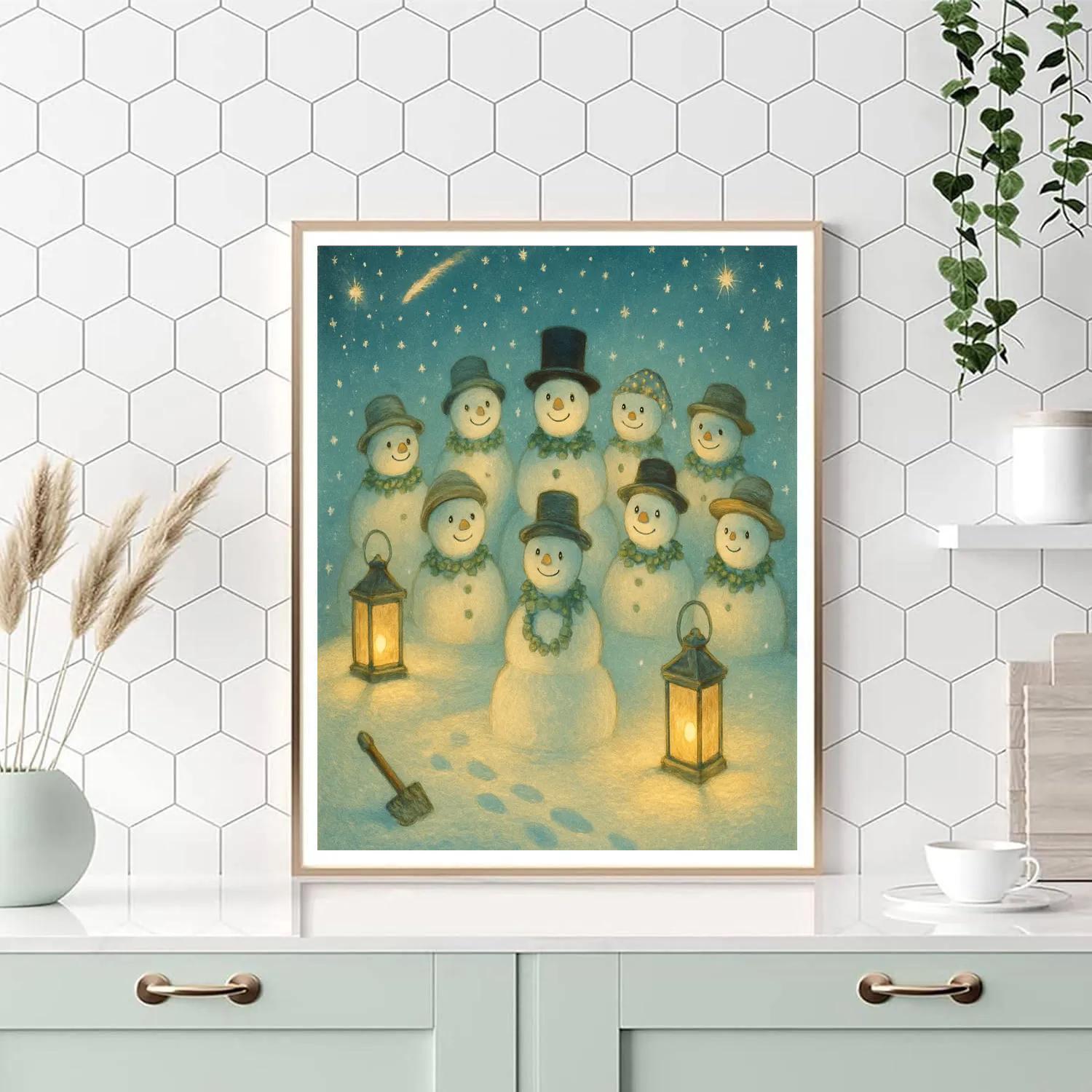 Lantern Hill Snowman Gathering paint by number
