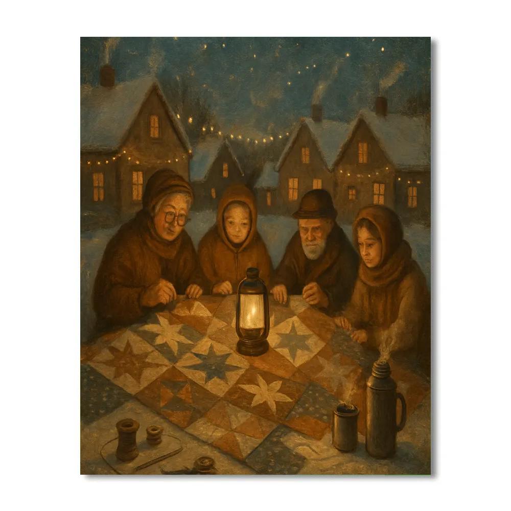 Cottage Lantern Quilt Circle painting number kit