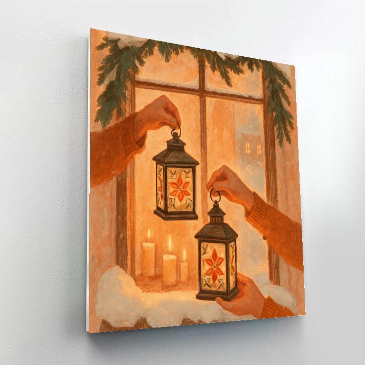 Winter Hearth Lantern Exchange paint by numbers