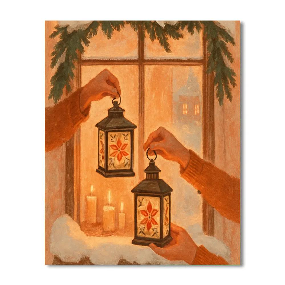 Winter Hearth Lantern Exchange paint by numbers