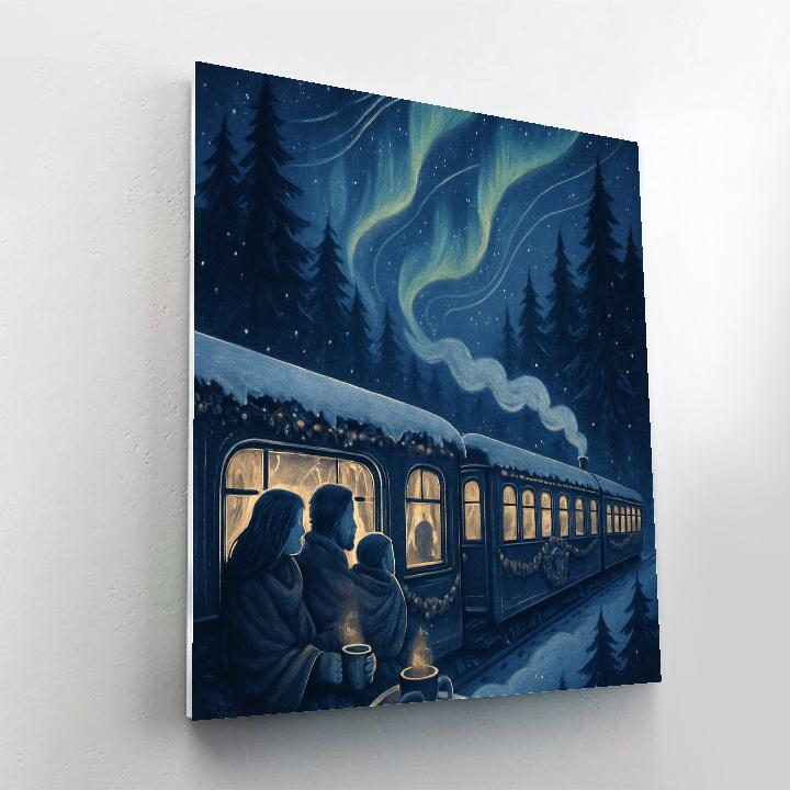 Starlit Pine Train Ride Paint by numbers art