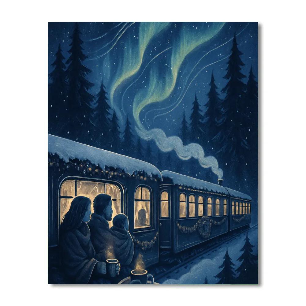 Starlit Pine Train Ride Paint by numbers art