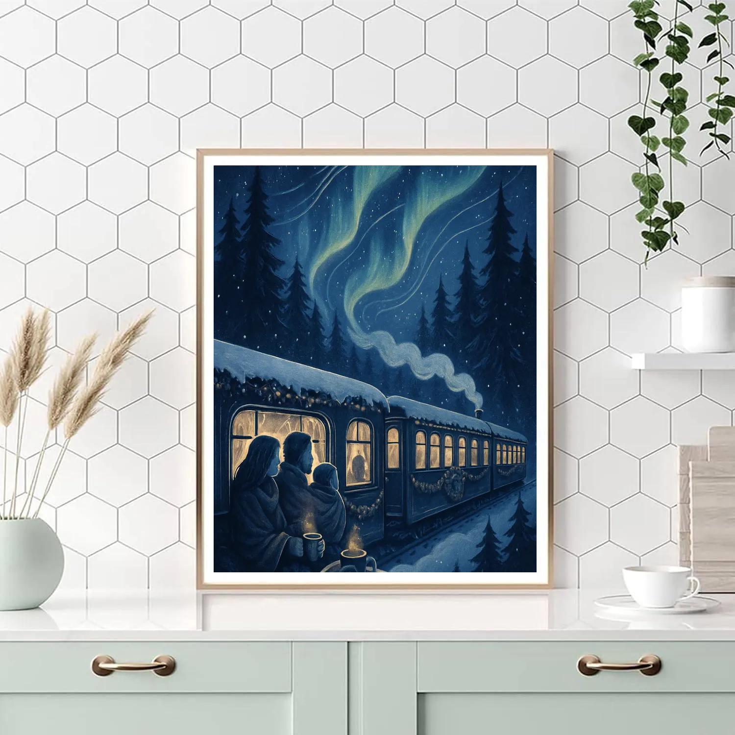 Starlit Pine Train Ride Paint by numbers art
