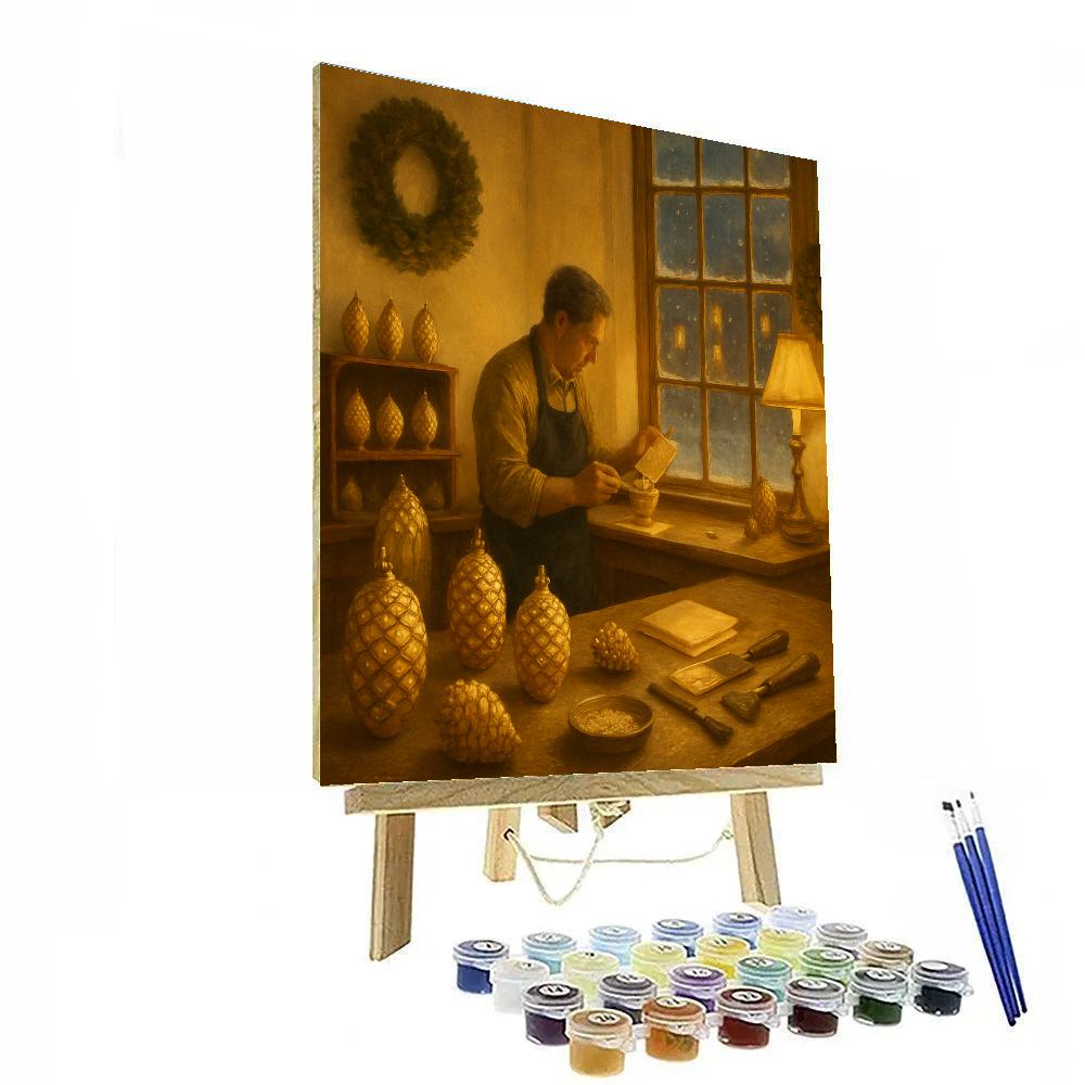 Gilded Pinecone Workshop Number painting