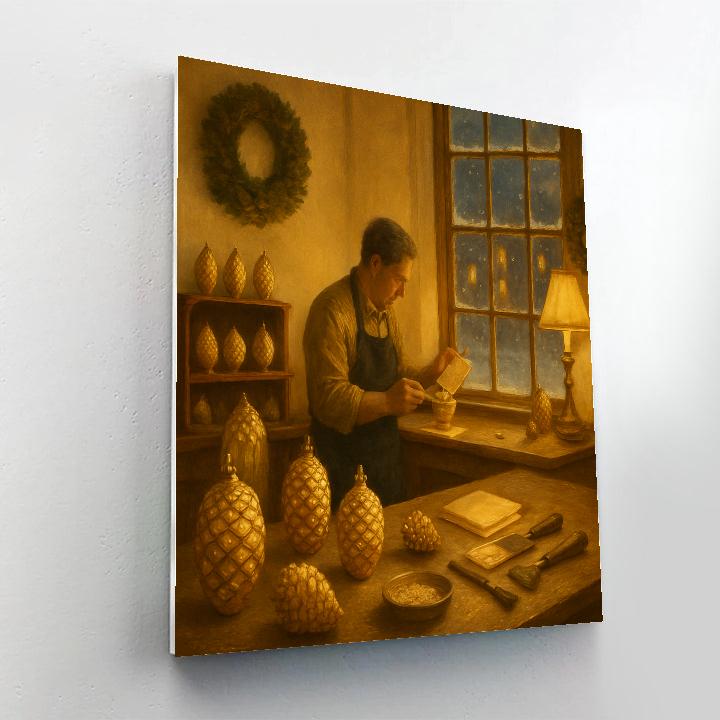 Gilded Pinecone Workshop Number painting