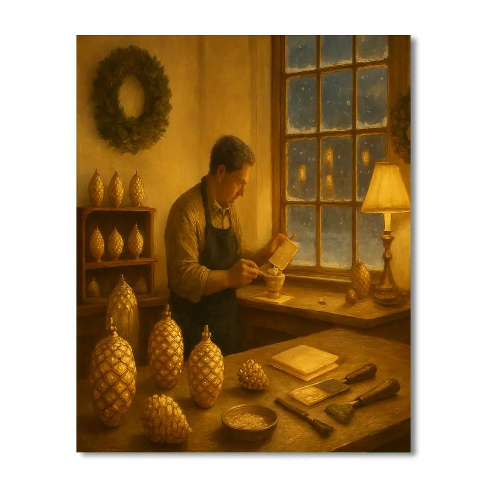 Gilded Pinecone Workshop Number painting